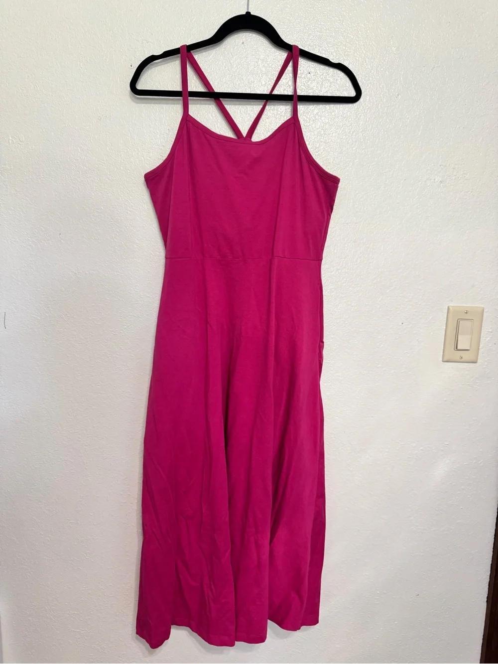 Pact fit and flare midi dress in cactus flower pink XL organic cotton